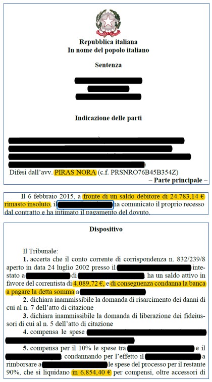 FIDO BANCARIO – TR. Di ORISTANO – Rimborso di € 28.872,86 su conto corrente intrattenuto con B***** d* S******